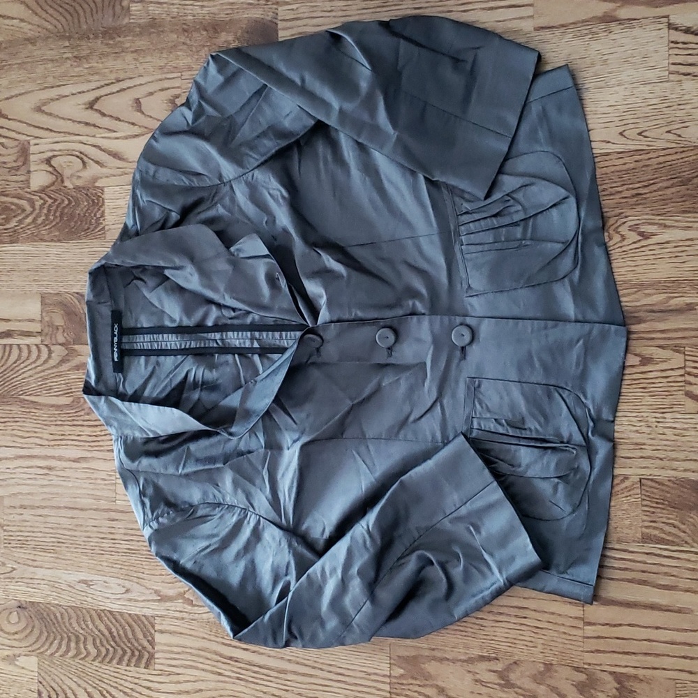(10) PENNYBLACK Lightweight 100% Silk Made in Italy Silver Blazer Formal